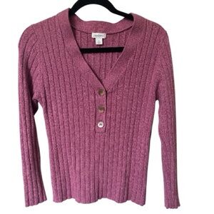 Sundance Modern Wonder Henley Cotton/Silk Blend Sweater Pink Women’s Large